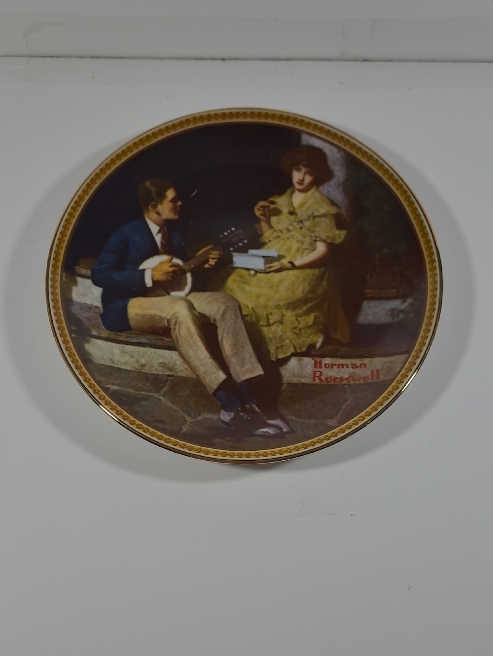 Pondering On The Porch by Norman Rockwell Decorative Collector Plate # 15914 E